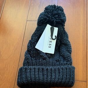 GUESS Kids Black Knit Pom Beanie
